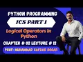 Logical Operators in Python Chapter 2 ICS Part 1 Computer Science 10 Solved MCQs
