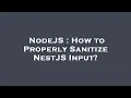 NodeJS How to Properly Sanitize NestJS Input