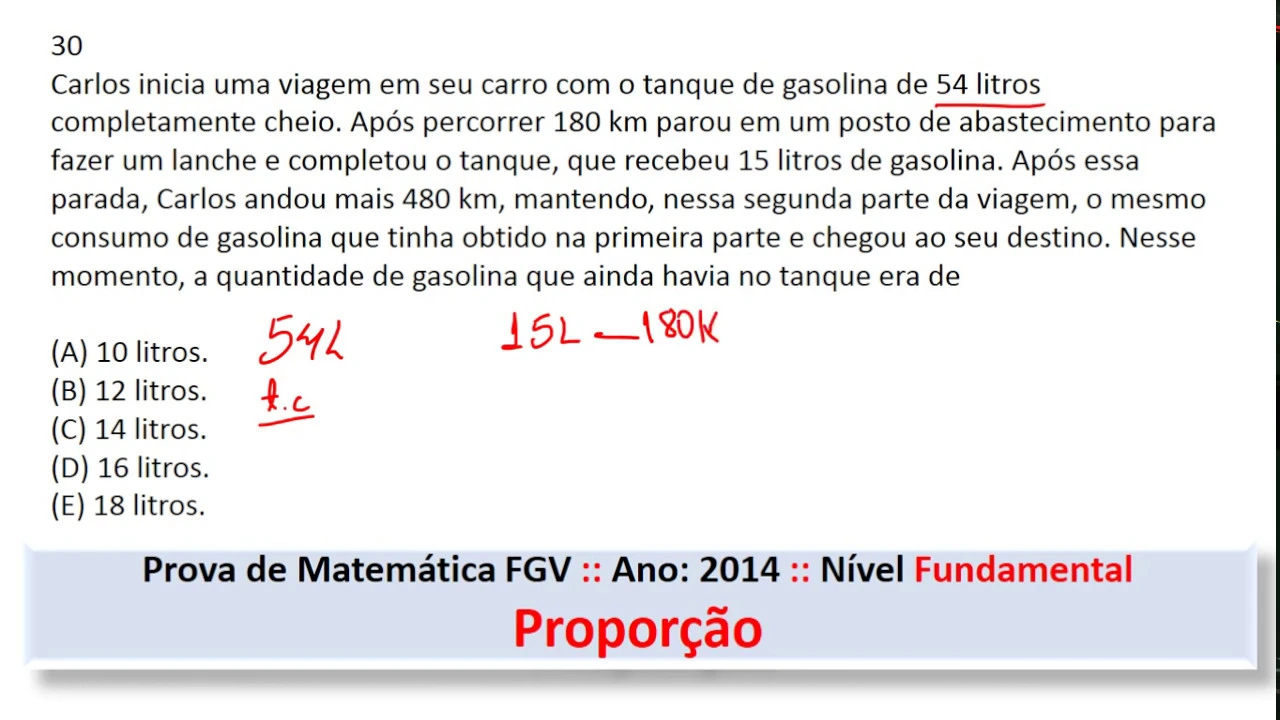 Regra de Três   Proporção #FGV Q30 2014 Prova de Matemática #Concurso #Fundamental
