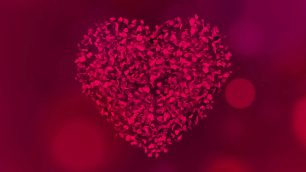 Romantic Heart  Shape Rotate With Full of Heart Wedding Animated Motion Background video,60 fps