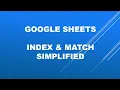 GOOGLE SHEET - MATCH INDEX function simplified