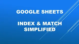 GOOGLE SHEET - MATCH INDEX function simplified