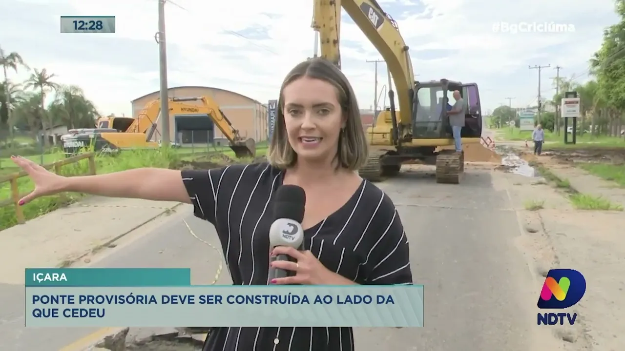 Ponte provisória será construída ao lado da que cedeu em Içara