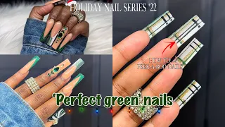 EMERALD GREEN NAILS Acrylic nails Peek a boo Long nails Nail art BreeThaBratt