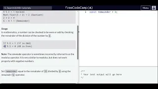 Lesson 20 Basic JavaScript Finding a Remainder in JavaScript