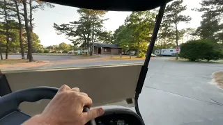 Driving Golf Cart Around Bourne Scenic Park RV Glamping Fun