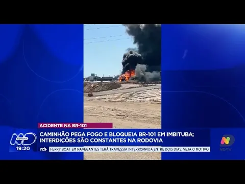 Interdições na BR-101 em Imbituba: caminhão de gasolina incendeia e bloqueia rodovia