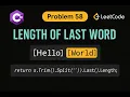 LeetCode 58 Length of Last Word C Solution String Manipulation