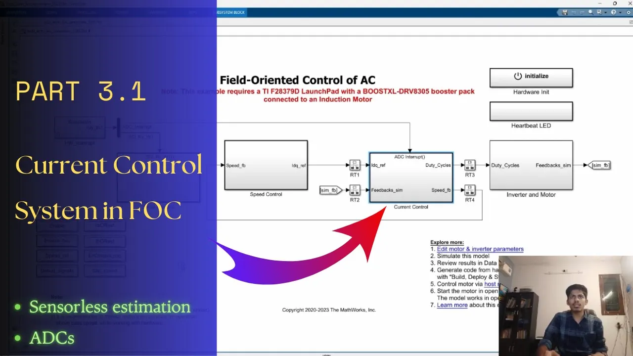 Part 3.1: Current Control Loop in Sensorless FOC ACIM with MATLAB & C2000 Microcontroller