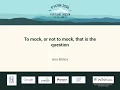 Ana Balica - To mock or not to mock that is the question