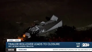 Highway 58 semi-truck crash leaves one with major injuries