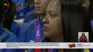 Delcy Rodríguez hace reconocimiento a atletas de Juegos Suramericanos de Santa Fe