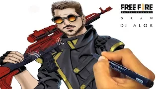 how to draw dj alok and coloring using digital painting