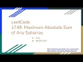 1749 Maximum Absolute Sum of Any Subarray 2021