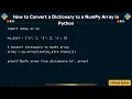 How to Convert a Dictionary to a NumPy Array in Python