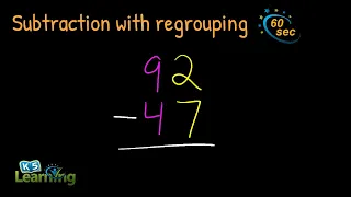 Subtraction with Regrouping 2-Digit Numbers Example