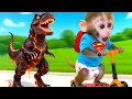 Monkey Baby Bon Bon and Little Duckling Chased Dramatically by a Giant Dinosaur