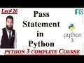 Python Tutorial in Urdu Hindi IT4Solutions Pass Statement in Python Uses Examples of Pass