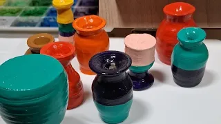 green dinosaurs is live! eating clay 😋 what making mini pots