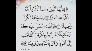 يا ايها الذين امنوا اذكروا الله ذكرا كثيرا وسبحوه بكرة واصيلا سورة الاحزاب مشاري العفاسي 