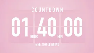 1 Hour 40 Minute Countdown Timer Flip Clock With Simple Beeps 