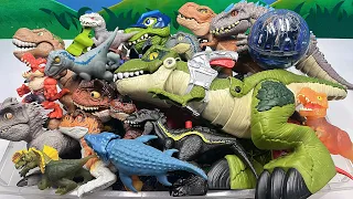 Dinosaur Toys Box with Jurassic World - tyrannosaurus robot, squish dinos, transformer dinos
