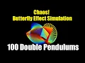 Butterfly Effect 100 Double Pendulums simulation using python matplotlib Chaos theory