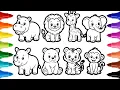 Wild Animals Coloring Pages for Kids Lion Tiger Elephant Giraffe Fun Coloring
