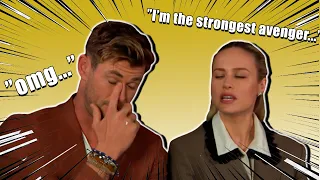 brie larson annoying everyone in the marvel cast for 7 minutes straight