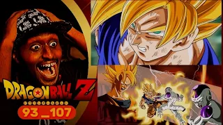 ردة فعل سفاح لأول مرة على دراغون بول زد الحلقه 93 إلى 107 تحول غوكو للسوبر سايان 