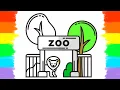 How to Draw and Color the Zoo Coloring Page