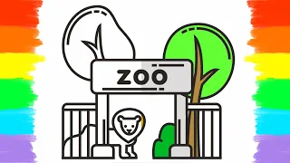 How to Draw and Color the Zoo Coloring Page