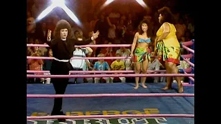glow wrestling daisy gremlina and evangelina vs mt fiji and little fiji