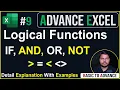 Ms Excel Logical Functions IF AND OR NOT Details explanation Lecture-9 UPCISS