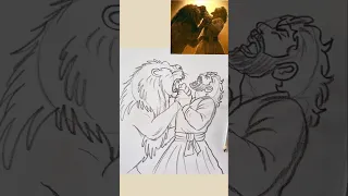 chhava lion fight Drawing Ghibli