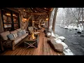 Lagu One Click and You’re at a Peaceful Winter Riverside Cabin Porch Firepit \u0026 nature Sounds