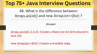 Top 75 Tricky Java Interview Questions - Arrays asList vs new ArrayList list