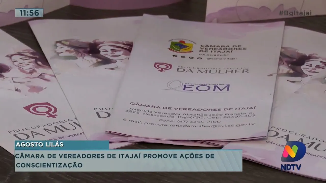 Câmara de Vereadores de Itajaí promove ações de conscientização no "Agosto Lilás"