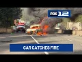 Car catches fire driver leaves scene after crash on I-84 near Cascade Locks