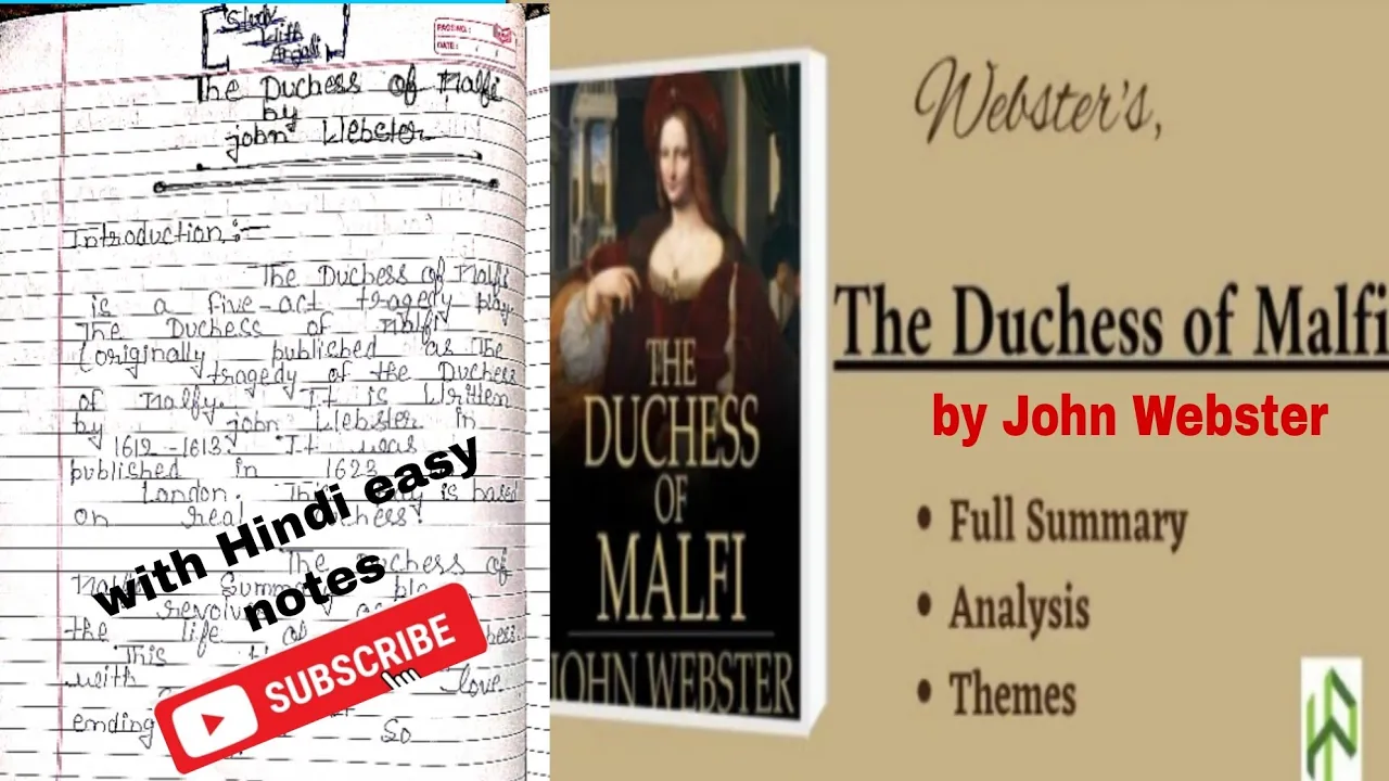The Duchess of Malfi by John webster/summary,theme, Introduction, character in Hindi/with easy notes