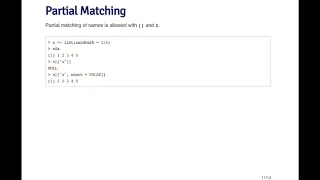 R Programming - Subsetting R Objects Partial Matching by Johns Hopkins University