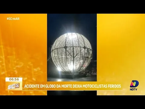 Acidente em globo da morte fere motociclistas em apresentação de circo em Balneário Camboriú