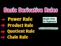 Differentiation Rules Power Rule Product Rule Quotient Rule Chain Rule Derivative Basic Rules