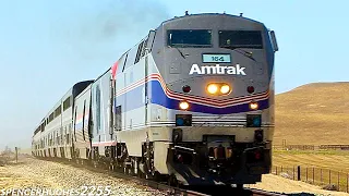 AMTRAK TRAINS featuring Heritage Unit #164 + UNION PACIFIC freight trains