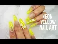 BRIGHT NEON YELLOW NAILS LEMON YELLOW GLITTER FESTIVAL NAILS