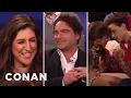 Mayim Bialik Johnny Galecki Remember Their Teenage Kiss CONAN on TBS