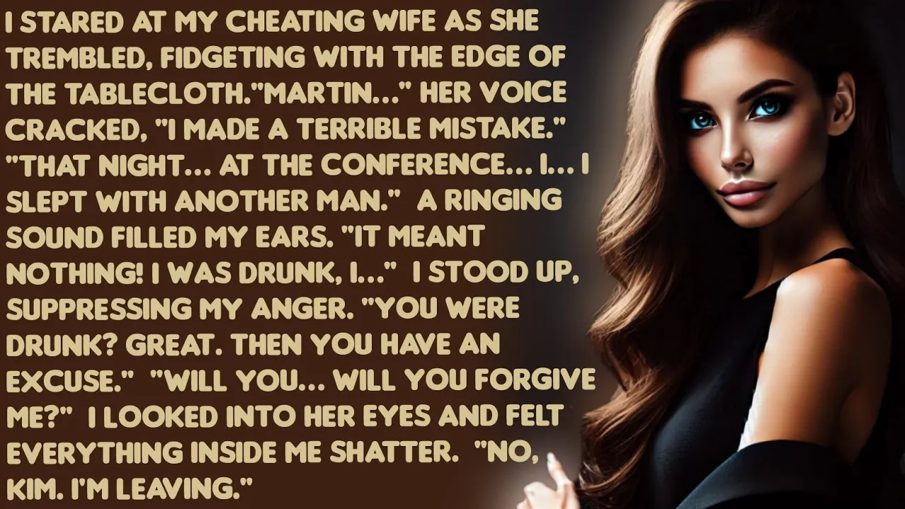 Outline Video I stared at my cheating wife as she trembled, fidgeting with the edge of the tablecloth."Martin…"...