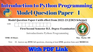 vtu Introduction to python Programming Model question paper set 1 vtu