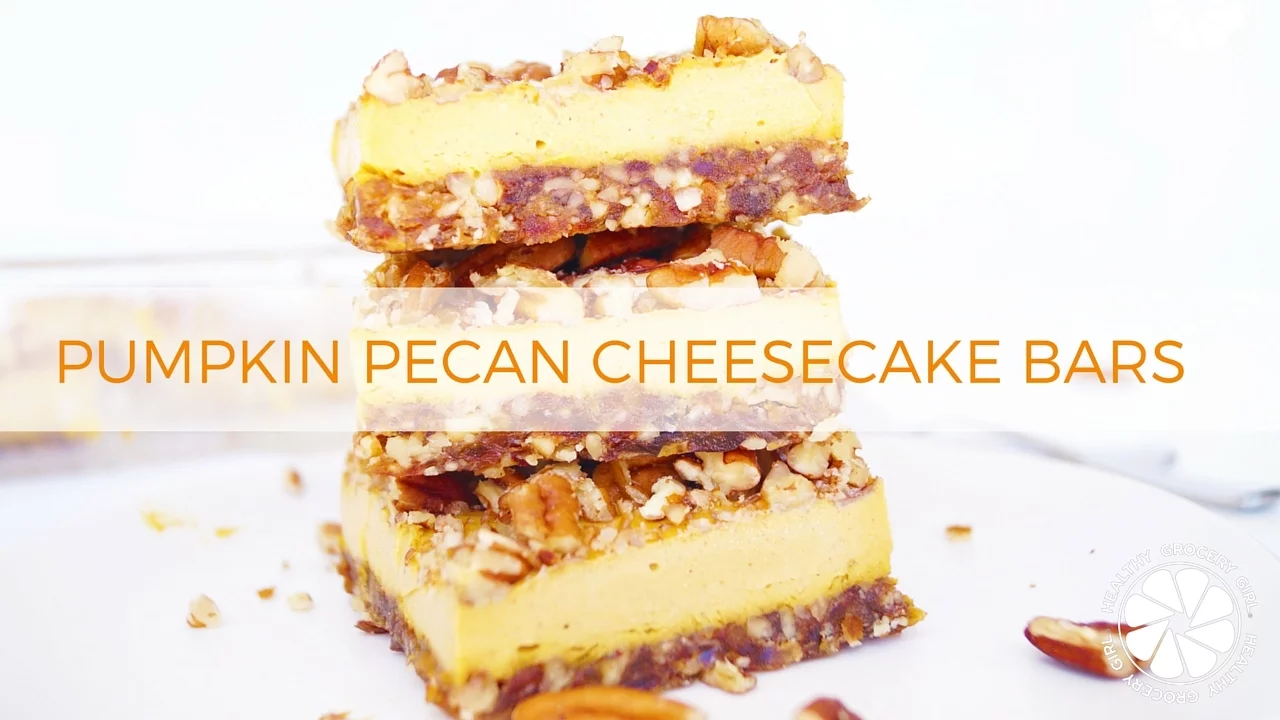 FOOD: Pumpkin Pecan Cheesecake Bars   Holiday Desserts   Healthy Grocery Girl