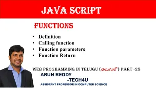 WEB PROGRAMMING IN TELUGU PART 28 - FUNCTIONS IN JAVASCRIPT JAVASCRIPT FUNCTIONS
